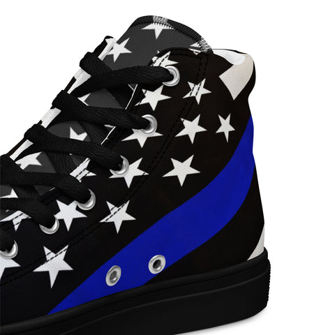 Stylish Thin Blue Line Flag Men's High Top Shoes - Support Law Enforcement