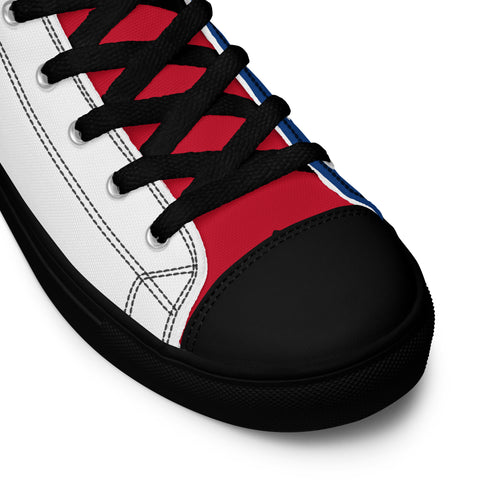 Men's Canvas High Top Shoes - Red, White, and Blue, 'Let's Go Brandon' Design