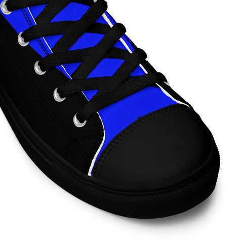 Stylish Black Men's High Top Canvas Shoes - Thin Blue Line Support