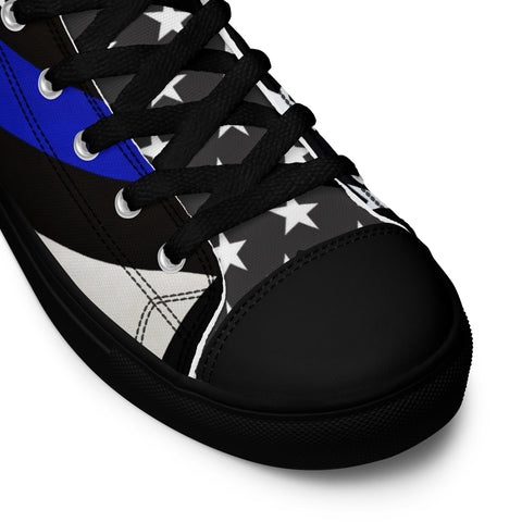 Stylish Thin Blue Line Flag Men's High Top Shoes - Support Law Enforcement