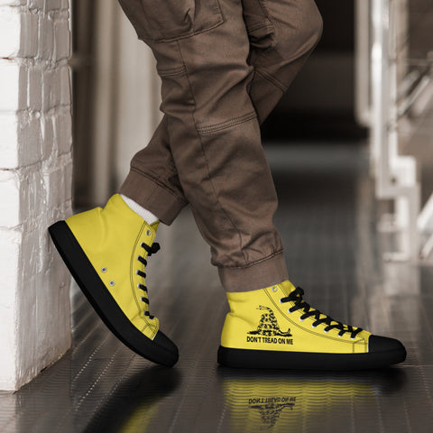 Men's Yellow Gadsden Flag Canvas High Top Shoes Patriotic