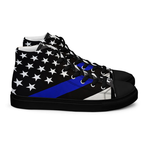 Stylish Thin Blue Line Flag Men's High Top Shoes - Support Law Enforcement