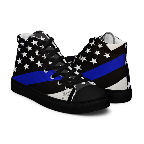 Stylish Thin Blue Line Flag Men's High Top Shoes - Support Law Enforcement