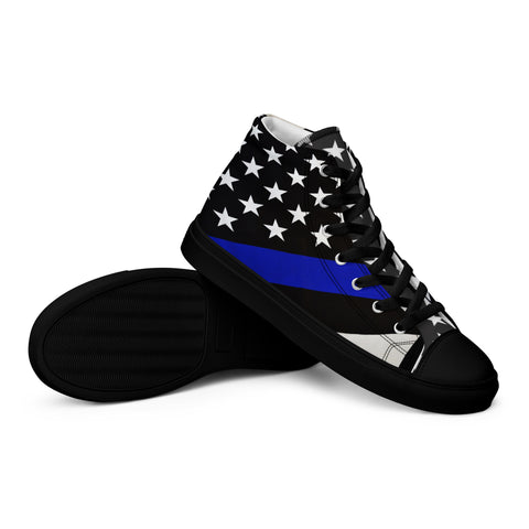 Stylish Thin Blue Line Flag Men's High Top Shoes - Support Law Enforcement