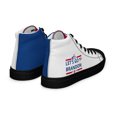 Men's Canvas High Top Shoes - Red, White, and Blue, 'Let's Go Brandon' Design