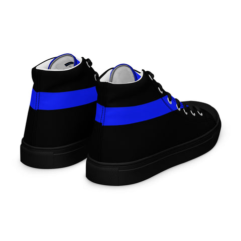 Stylish Black Men's High Top Canvas Shoes - Thin Blue Line Support