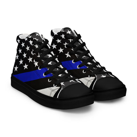 Stylish Thin Blue Line Flag Men's High Top Shoes - Support Law Enforcement