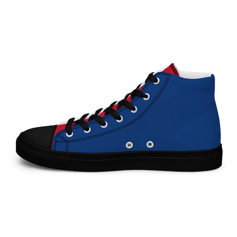 Men's Canvas High Top Shoes - Red, White, and Blue, 'Let's Go Brandon' Design