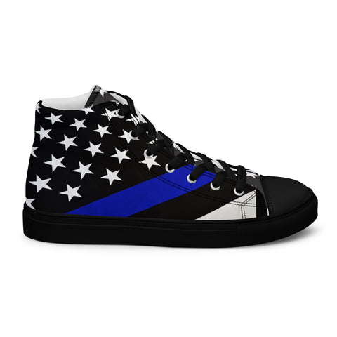 Stylish Thin Blue Line Flag Men's High Top Shoes - Support Law Enforcement