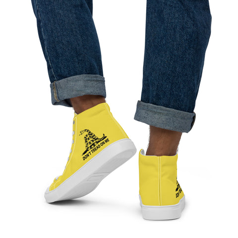 Men's Yellow Gadsden Flag Canvas High Top Shoes Patriotic