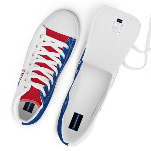 Men's Canvas High Top Shoes - Red, White, and Blue, 'Let's Go Brandon' Design