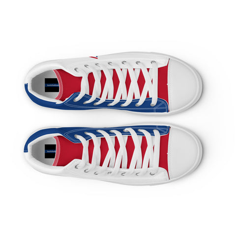 Men's Canvas High Top Shoes - Red, White, and Blue, 'Let's Go Brandon' Design