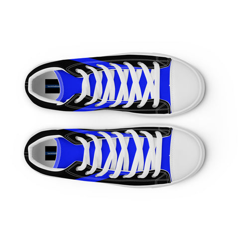 Stylish Black Men's High Top Canvas Shoes - Thin Blue Line Support