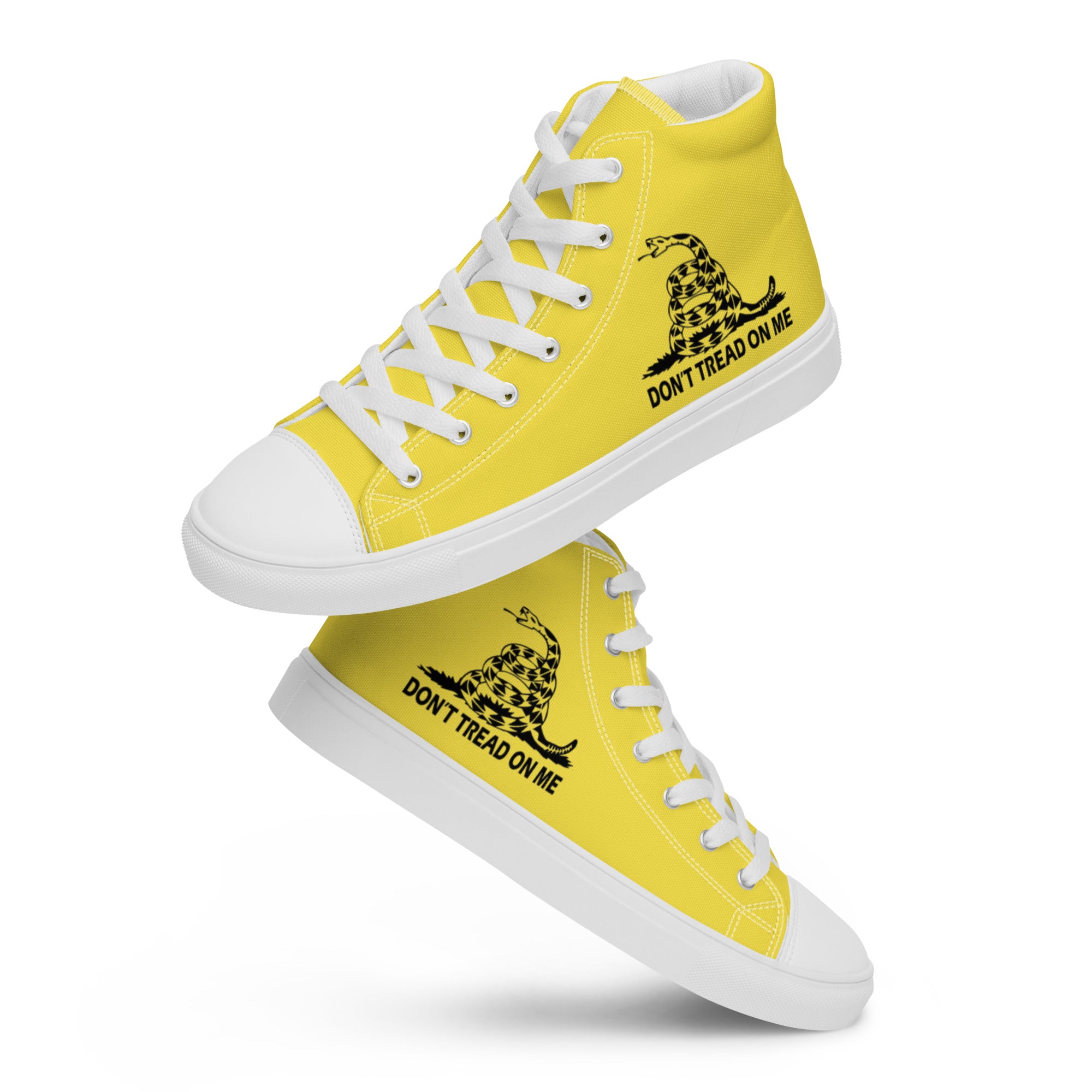 Men's Yellow Gadsden Flag Canvas High Top Shoes Patriotic