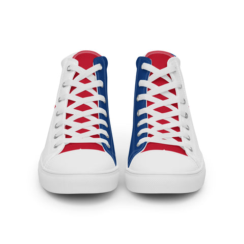 Men's Canvas High Top Shoes - Red, White, and Blue, 'Let's Go Brandon' Design