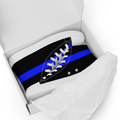 Stylish Black Men's High Top Canvas Shoes - Thin Blue Line Support