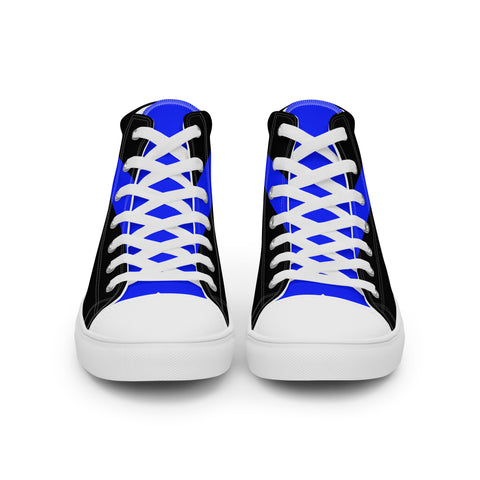 Stylish Black Men's High Top Canvas Shoes - Thin Blue Line Support