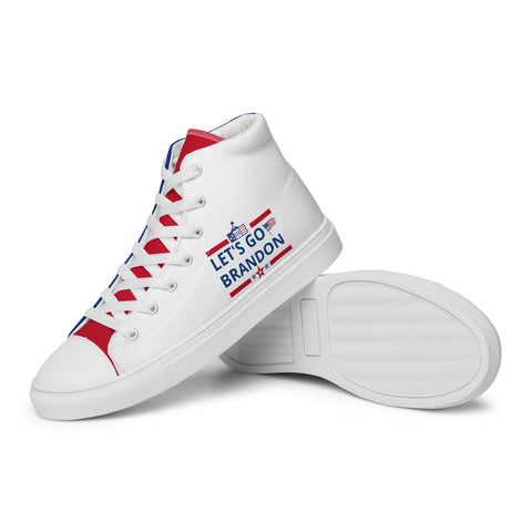 Men's Canvas High Top Shoes - Red, White, and Blue, 'Let's Go Brandon' Design