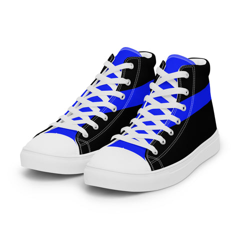 Stylish Black Men's High Top Canvas Shoes - Thin Blue Line Support