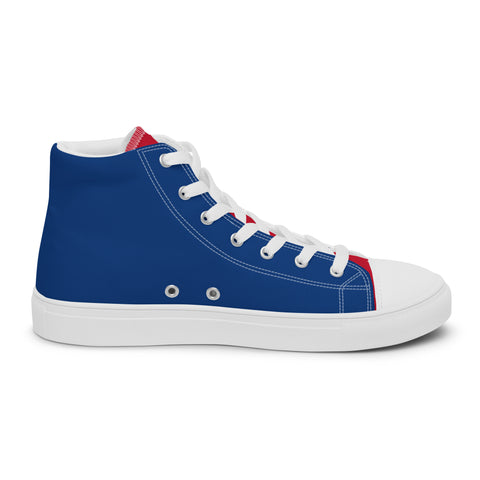 Men's Canvas High Top Shoes - Red, White, and Blue, 'Let's Go Brandon' Design