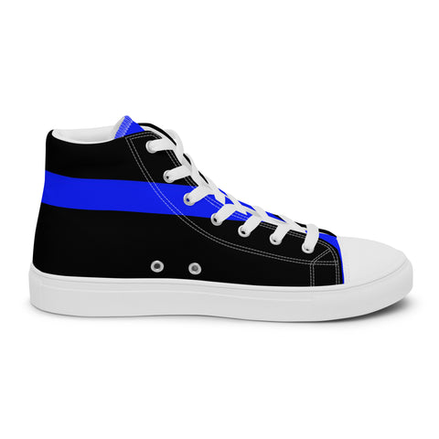 Stylish Black Men's High Top Canvas Shoes - Thin Blue Line Support