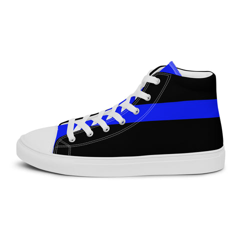 Stylish Black Men's High Top Canvas Shoes - Thin Blue Line Support