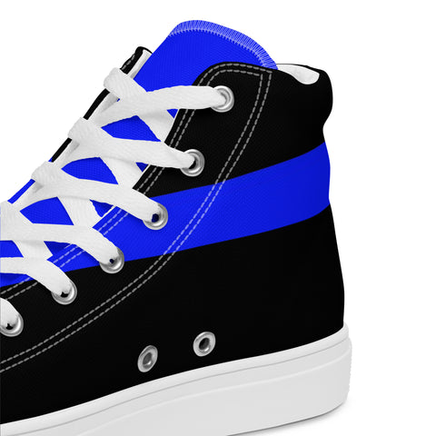 Stylish Black Men's High Top Canvas Shoes - Thin Blue Line Support