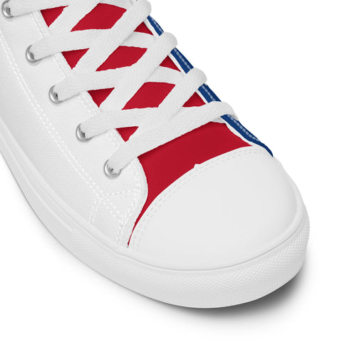 Men's Canvas High Top Shoes - Red, White, and Blue, 'Let's Go Brandon' Design