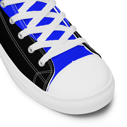 Stylish Black Men's High Top Canvas Shoes - Thin Blue Line Support