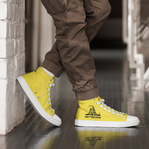 Men's Yellow Gadsden Flag Canvas High Top Shoes Patriotic