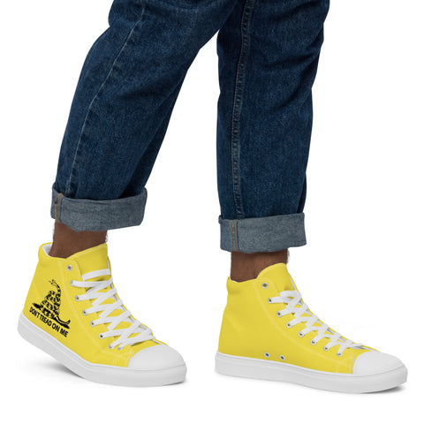 Men's Yellow Gadsden Flag Canvas High Top Shoes Patriotic