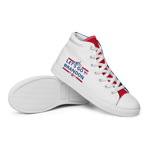 Men's Canvas High Top Shoes - Red, White, and Blue, 'Let's Go Brandon' Design