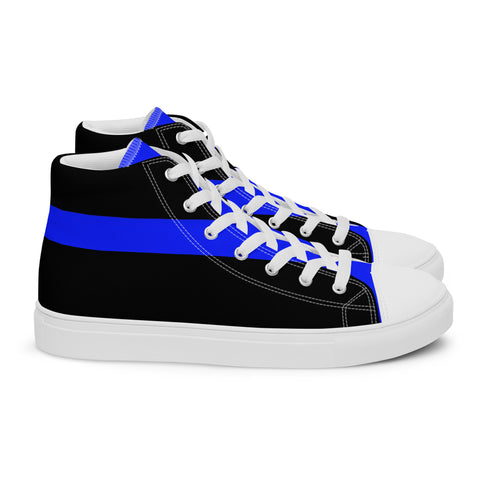 Stylish Black Men's High Top Canvas Shoes - Thin Blue Line Support