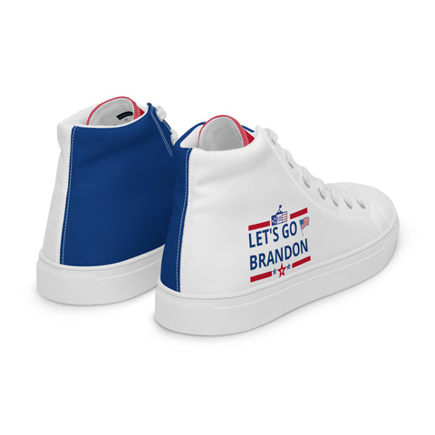 Men's Canvas High Top Shoes - Red, White, and Blue, 'Let's Go Brandon' Design