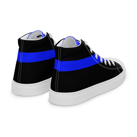 Stylish Black Men's High Top Canvas Shoes - Thin Blue Line Support