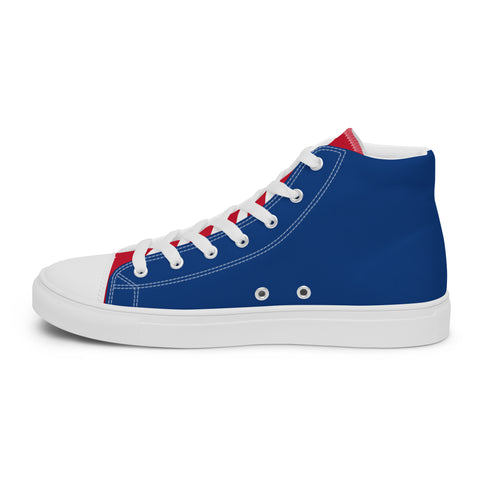 Men's Canvas High Top Shoes - Red, White, and Blue, 'Let's Go Brandon' Design