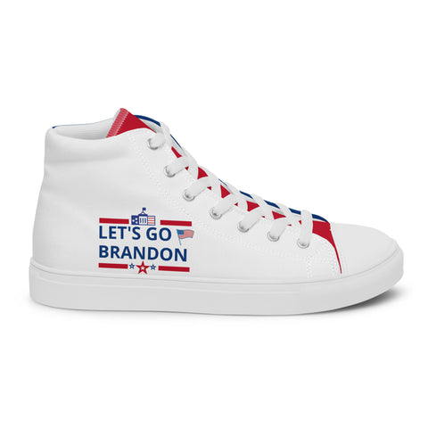 Men's Canvas High Top Shoes - Red, White, and Blue, 'Let's Go Brandon' Design