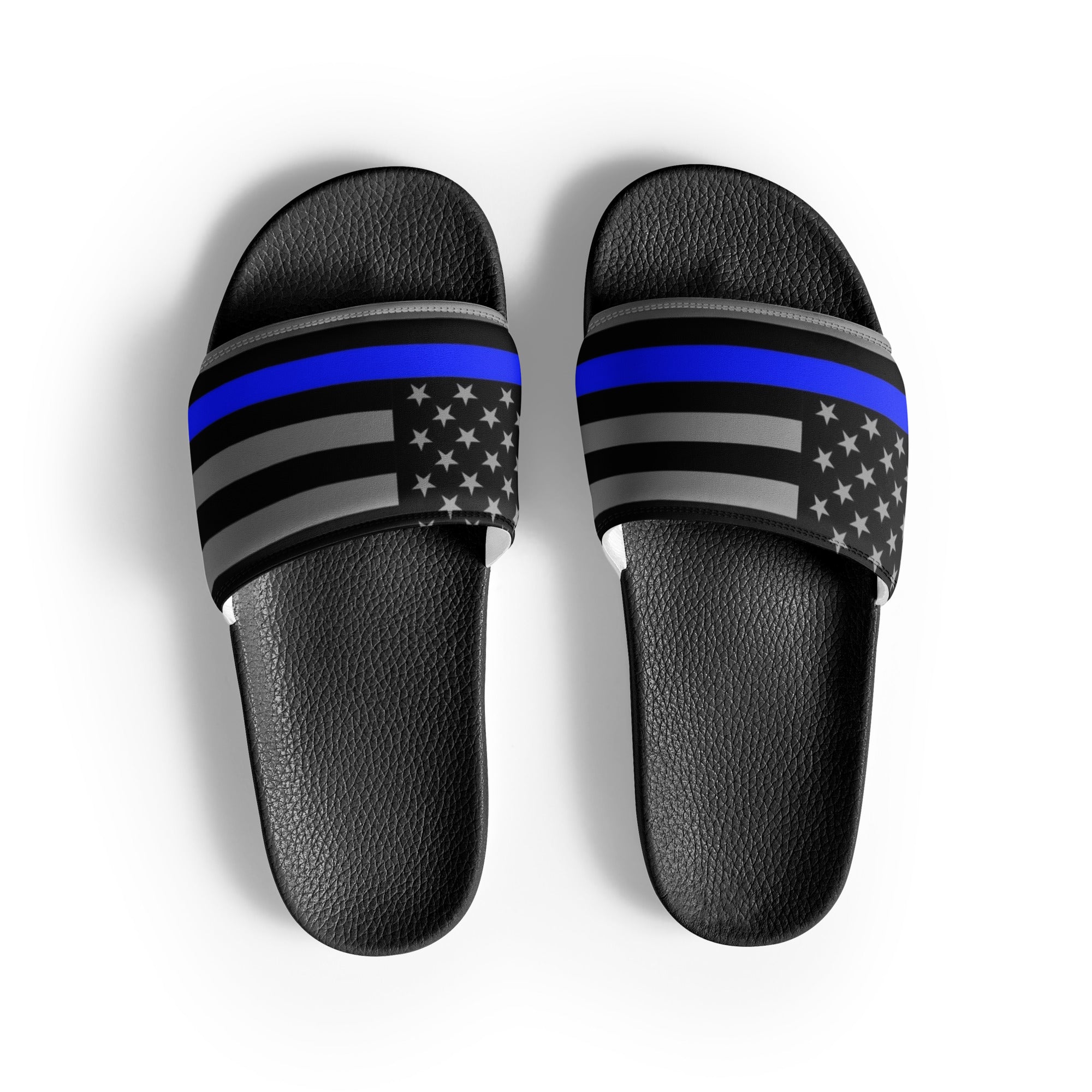 Step Into Style with these Thin Blue Line Flag Printed Slides (style-2)