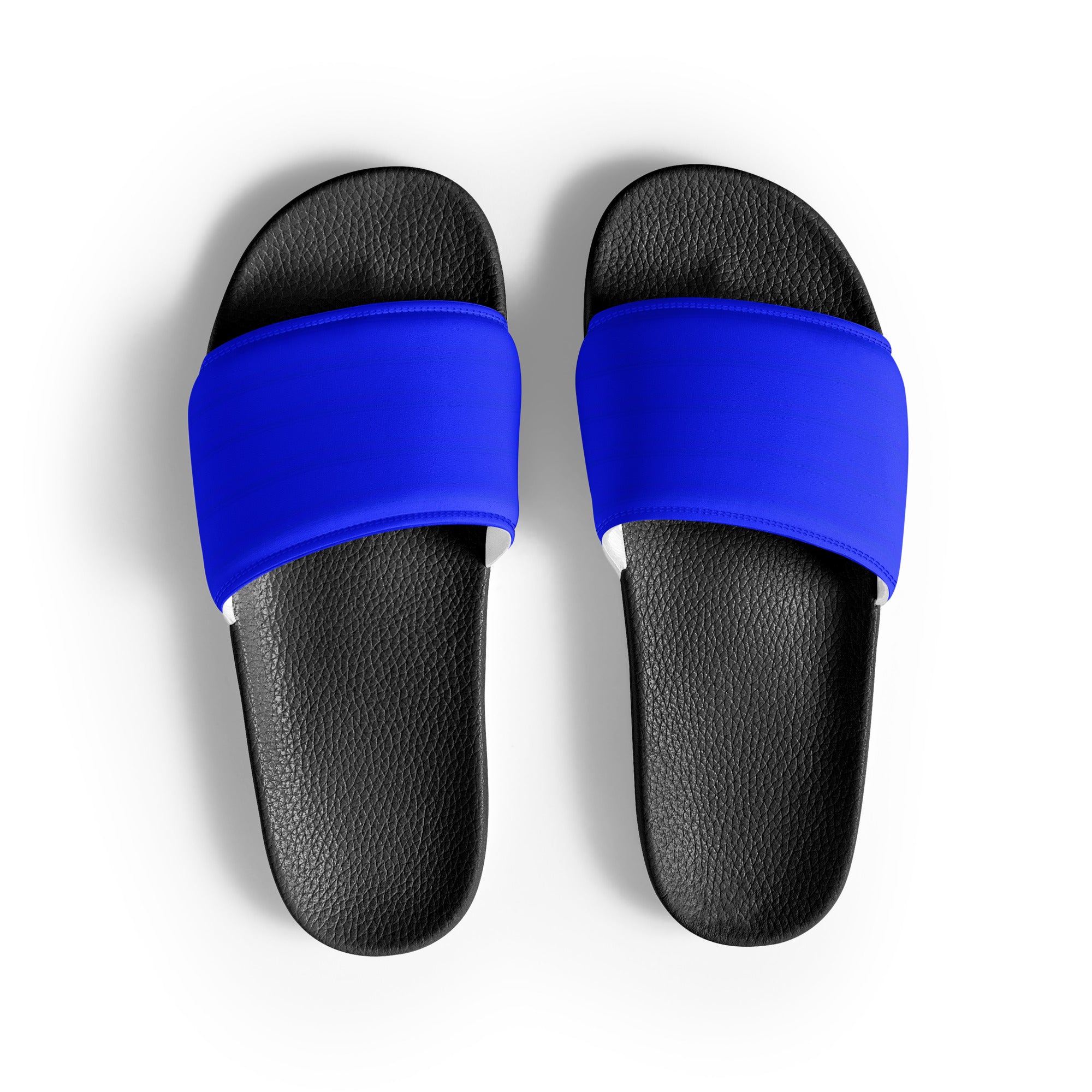 Stylish Black Soles and Bright Blue Strap Men's Slides - Honoring Law Enforcement Style 3