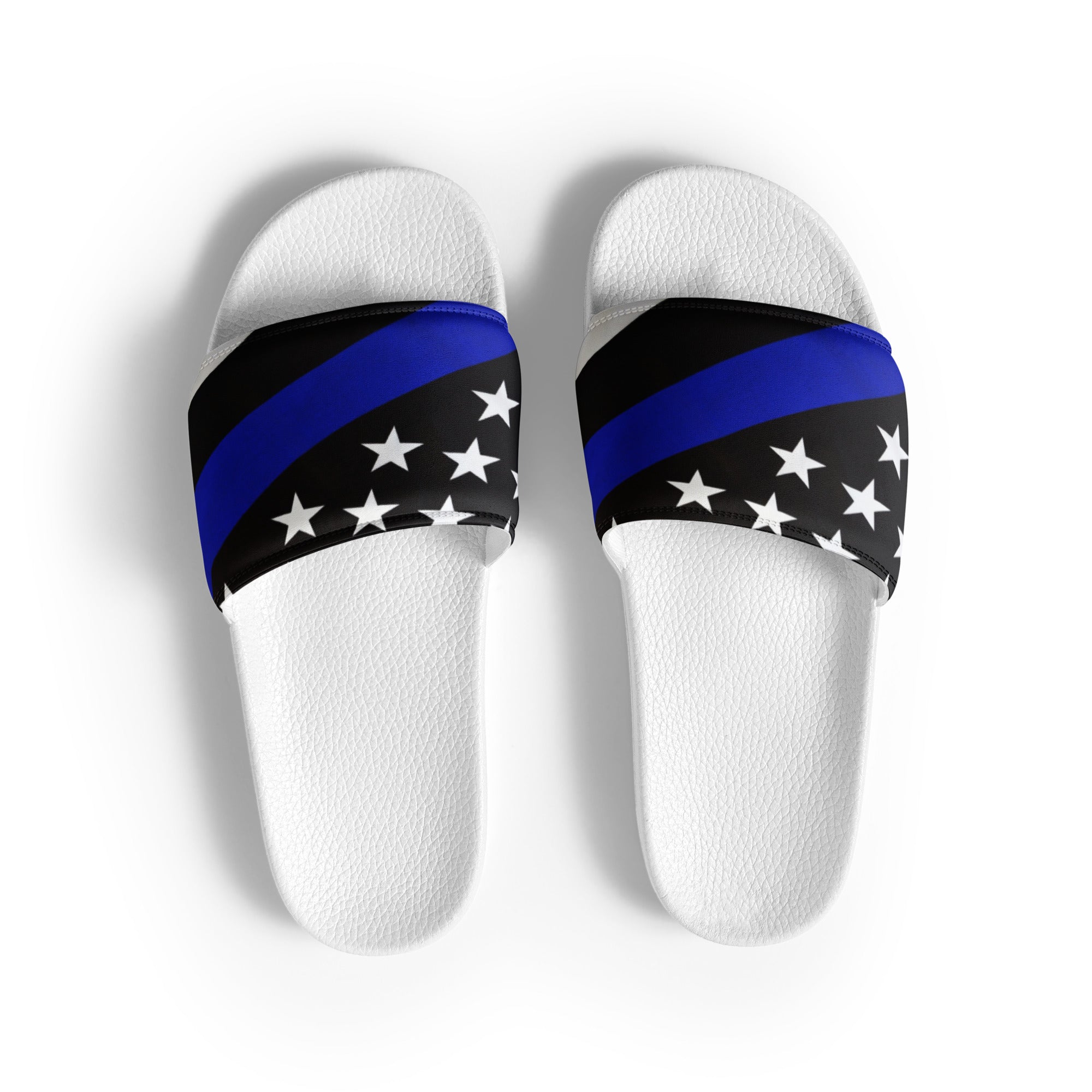 Step Into Style with these Men's Thin Blue Line Flag Printed Slides Style-1