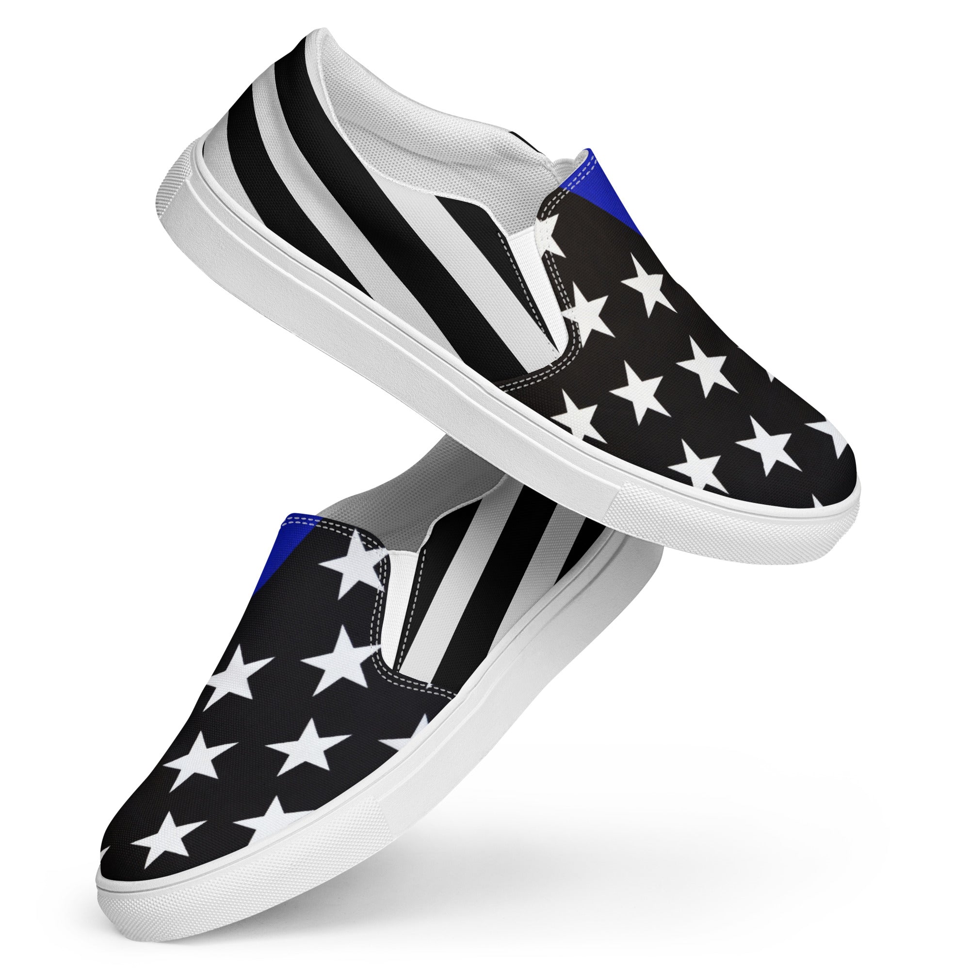 Men's Thin Blue Line Flag Slip-On Sneakers