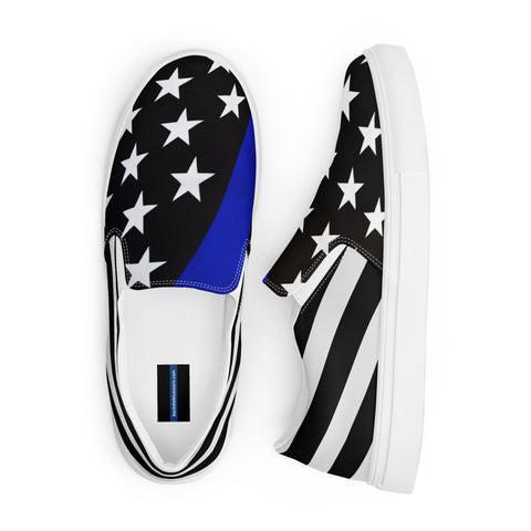 Men's Thin Blue Line Flag Slip-On Sneakers