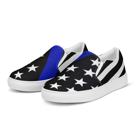 Men's Thin Blue Line Flag Slip-On Sneakers