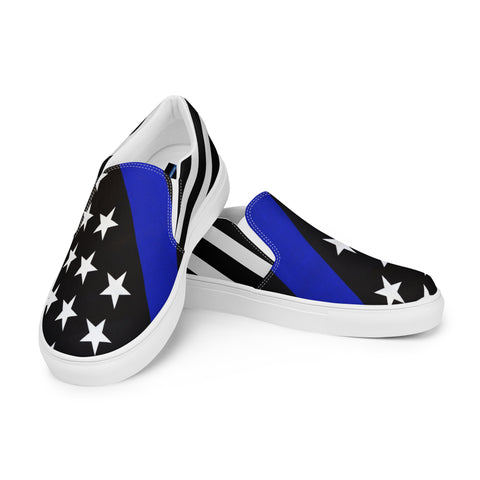 Men's Thin Blue Line Flag Slip-On Sneakers