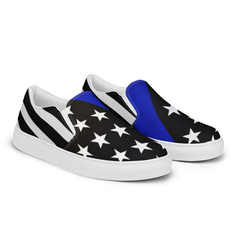 Men's Thin Blue Line Flag Slip-On Sneakers