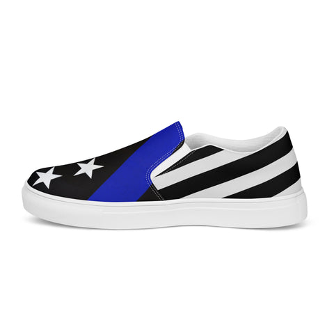 Men's Thin Blue Line Flag Slip-On Sneakers