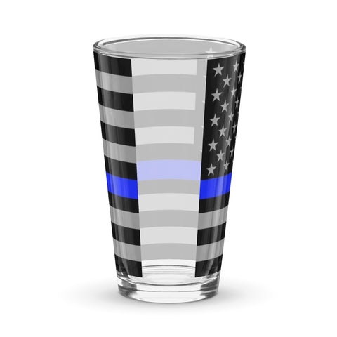 Thin Blue Line Flag Wrapped Shaker Pint Glass - Patriotic Drinkware