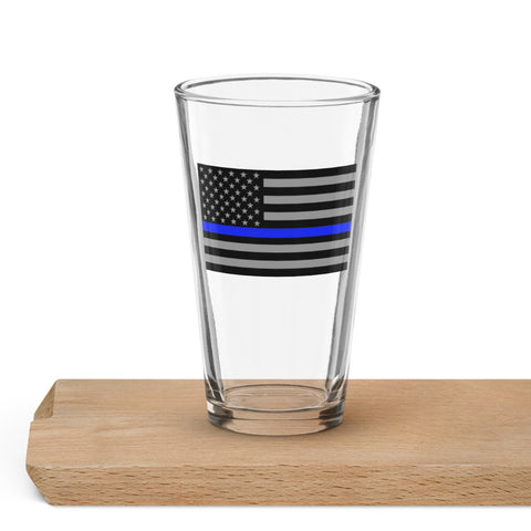 Thin Blue Line Flag Printed Shaker Pint Glass - Patriotic Drinkware