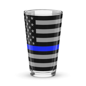 Thin Blue Line Flag Wrapped Shaker Pint Glass - Patriotic Drinkware