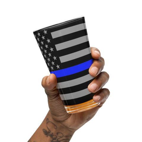 Thin Blue Line Flag Wrapped Shaker Pint Glass - Patriotic Drinkware